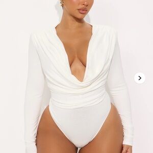Fashion Nova White Sweater Bodysuit